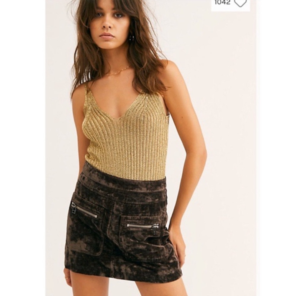 Free People Brown Suede Mini Skirt Size 0